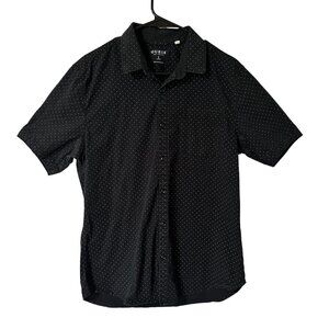 Guess LA Men's Short Sleeve Slim Fit Button Up Collared Shirt Black - Large